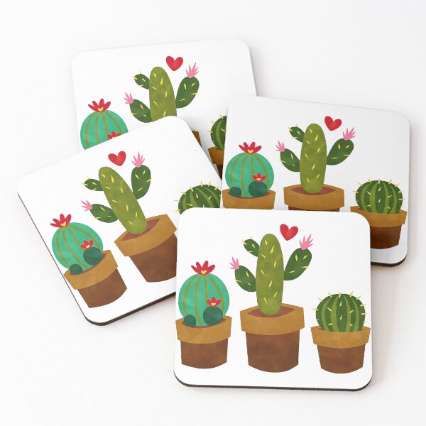 Item preview, Cute Potted Cactus Trio with Flowers and Hearts designed and sold by ArtfulWeave.