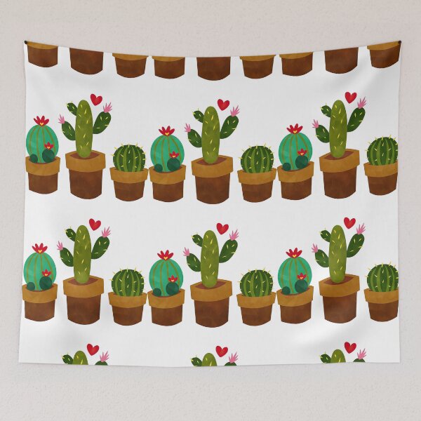 Item preview, Cute Potted Cactus Trio with Flowers and Hearts designed and sold by ArtfulWeave.