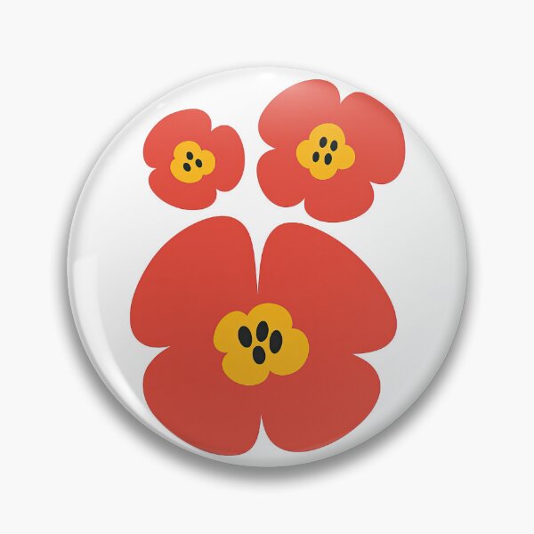 Item preview, Minimalist Red Flower Trio with Yellow Centers Design designed and sold by ArtfulWeave.