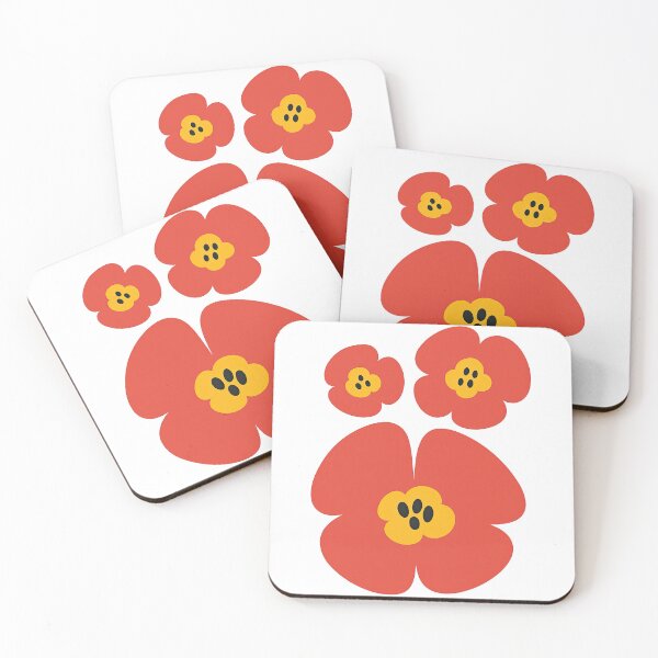 Item preview, Minimalist Red Flower Trio with Yellow Centers Design designed and sold by ArtfulWeave.