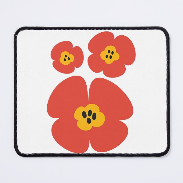 Item preview, Minimalist Red Flower Trio with Yellow Centers Design designed and sold by ArtfulWeave.