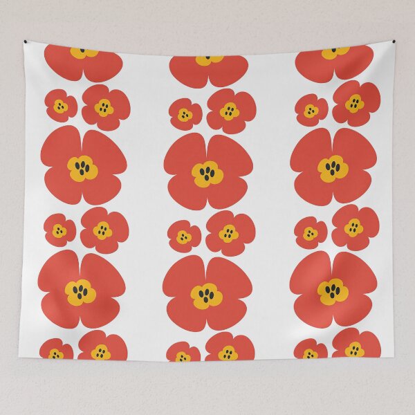 Item preview, Minimalist Red Flower Trio with Yellow Centers Design designed and sold by ArtfulWeave.