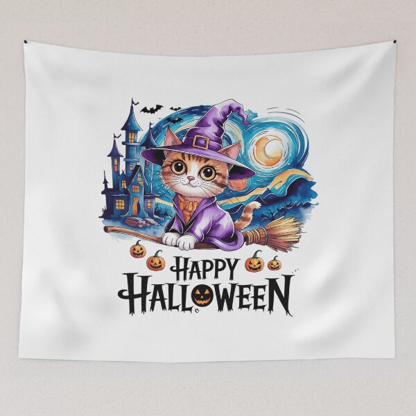 Item preview, Black Cat Halloween Cat Lovers Starry Night Cat Van Cat Goghs designed and sold by TrinaEspinoza.