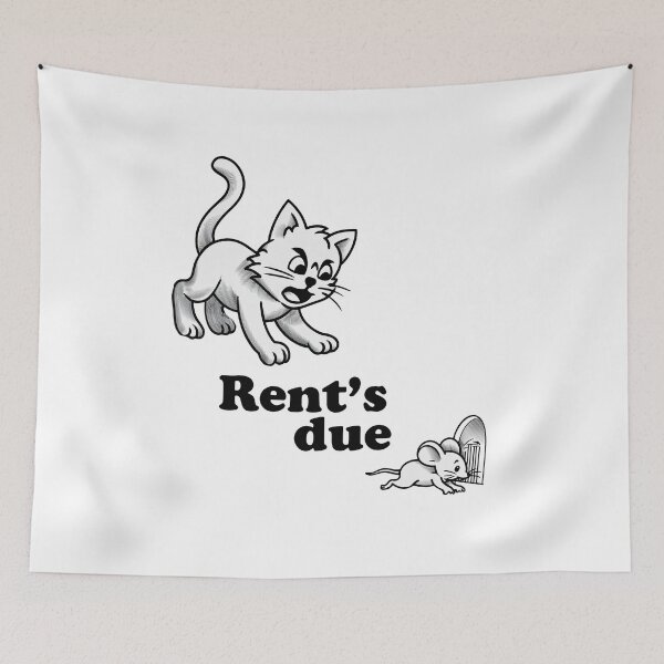 Item preview, Rent’s Due Funny Illustration – Cat and Mouse Escape designed and sold by InkSpireSport.