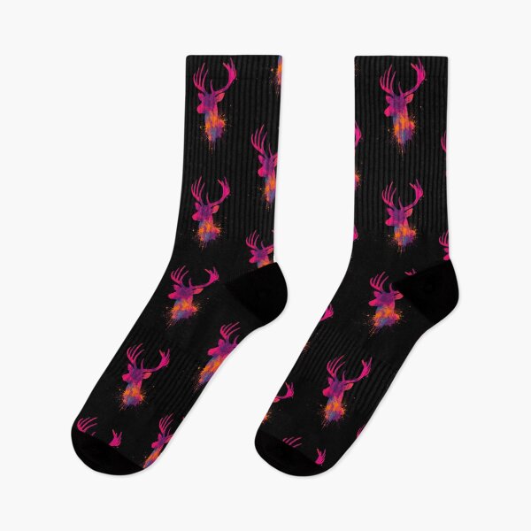 Item preview, Abstract Deer Head Explosion – Vibrant Fuchsia, Purple, and Orange Art on Black Background designed and sold by PixelVibe782.