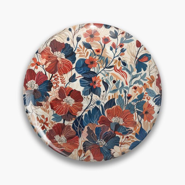 Item preview, Brown Red Blue White Flowers designed and sold by CoolPixels.