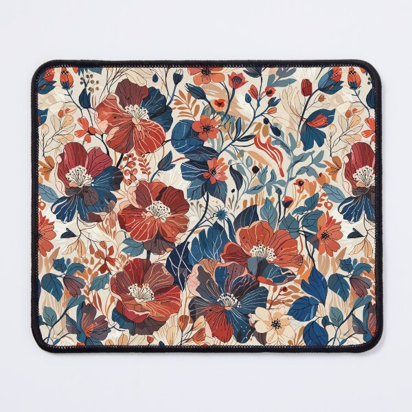 Item preview, Brown Red Blue White Flowers designed and sold by CoolPixels.