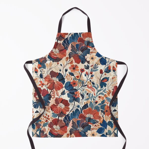 Item preview, Brown Red Blue White Flowers designed and sold by CoolPixels.