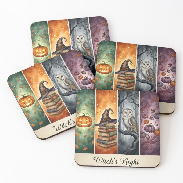 Item preview, Witch's Night - Spooky Autumn Watercolor Collage Sticker designed and sold by FestivityFinds.