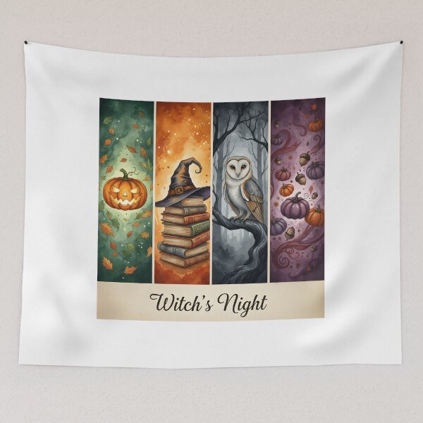Item preview, Witch's Night - Spooky Autumn Watercolor Collage Sticker designed and sold by FestivityFinds.