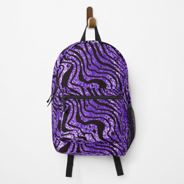 Item preview, Glittery Purple Zebra Waves: Abstract Sparkling Black Stripe Pattern designed and sold by Vikiink.