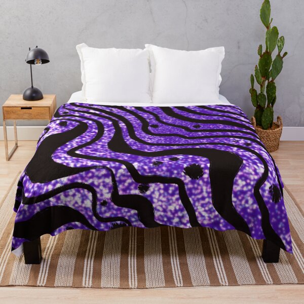 Item preview, Glittery Purple Zebra Waves: Abstract Sparkling Black Stripe Pattern designed and sold by Vikiink.