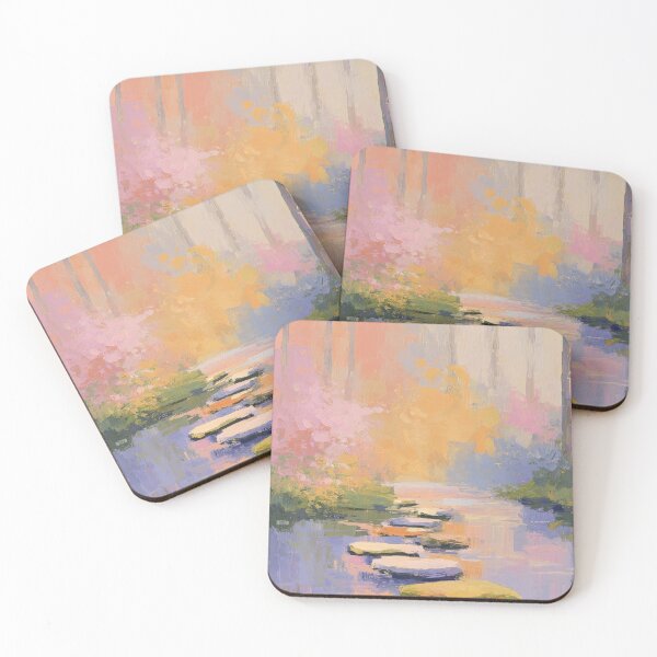 Item preview, Impressionistic river landscape in pastel designed and sold by ArtHouseNiklas.