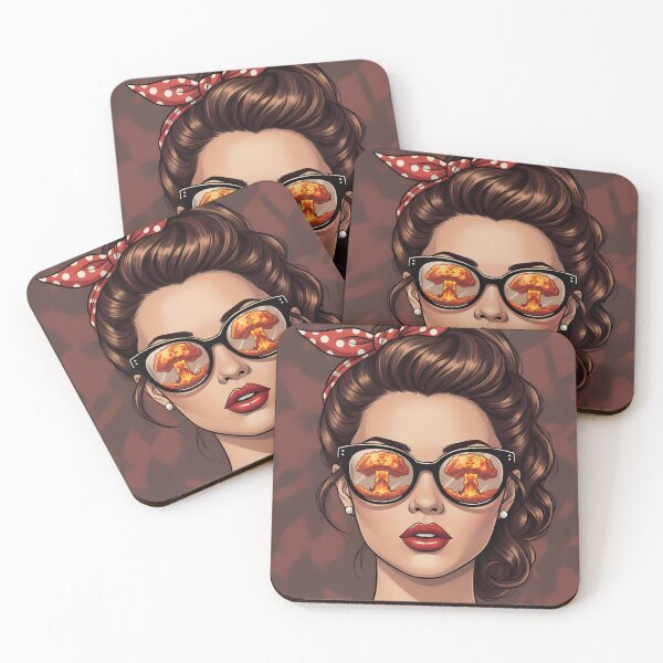Item preview, Atomic Pin‑Up Girl - nuclear bomb Reflections - red lips designed and sold by sosdesignn.