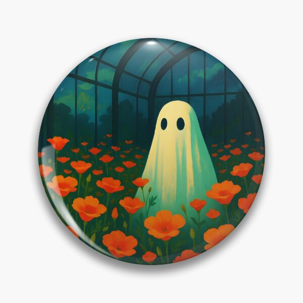 Item preview, Ghost at night among California Poppies – Dreamy Floral Greenhouse designed and sold by EmeraldeaArt.