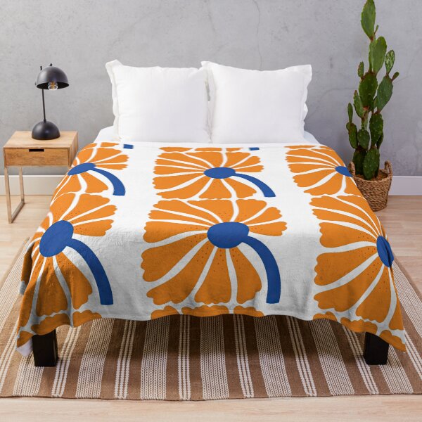 Item preview, Bold Orange and Blue Retro Flower Design designed and sold by ArtfulWeave.