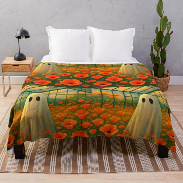 Item preview, Ghost Among the California Poppies – Dreamy Daylight Floral Spirit Illustration designed and sold by EmeraldeaArt.