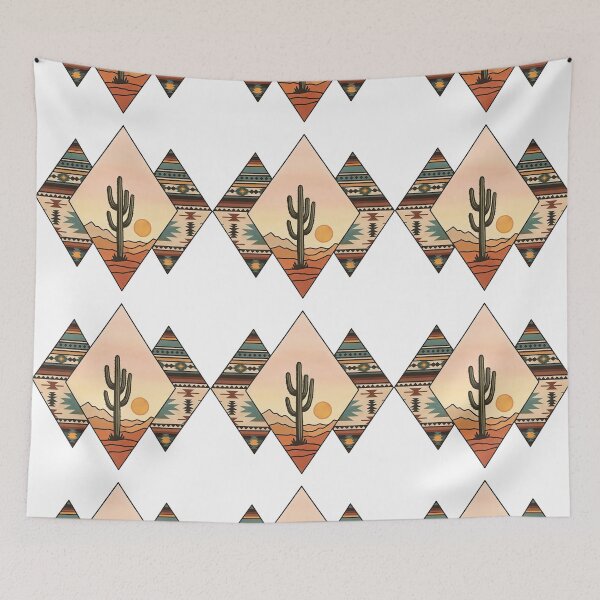 Item preview, Southwestern Desert Cactus with Tribal Geometric Patterns designed and sold by ArtfulWeave.