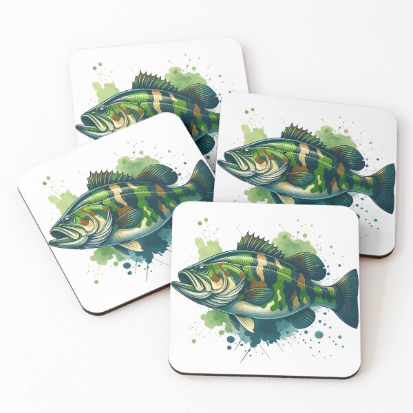 Item preview, Camouflage Largemouth Bass with Splash Effect designed and sold by ArtfulWeave.