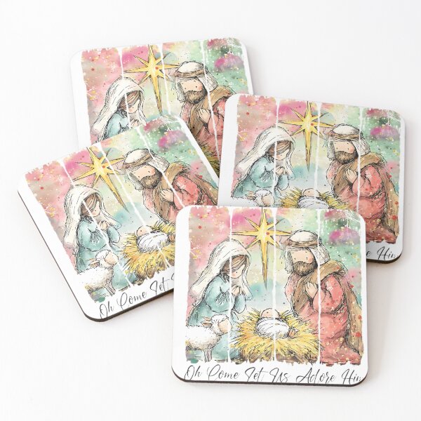 Item preview, Nativity Scene Watercolor – Oh Come Let Us Adore Him Christmas Shirt designed and sold by michaelolsonciz.