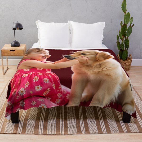 Item preview, Pure joy – laughing baby with golden retriever puppy cute friendship art designed and sold by AwesomeDigiShop.