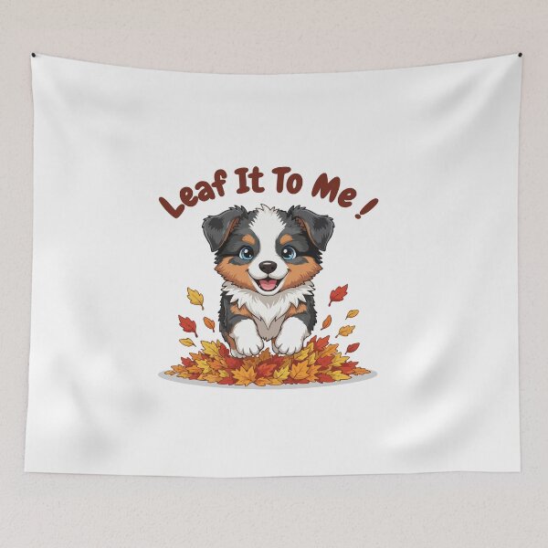 Item preview, Leaf It To Me Australian Shepherd Dog Running in Fall Leaves Cute Autumn designed and sold by The Real Life Symphony.