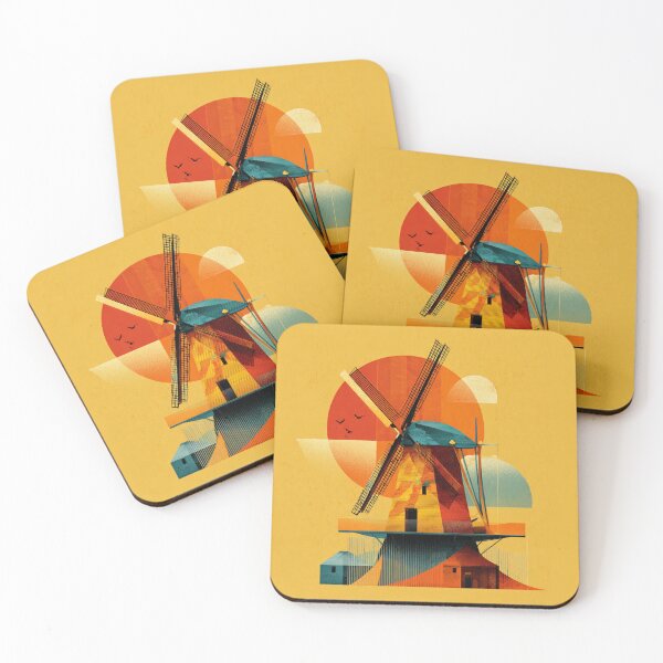 Item preview, Abstract Dutch Windmill Art Print – Modern Geometric Holland Landscape Retro MInimalist Art designed and sold by Tommy's Arts.