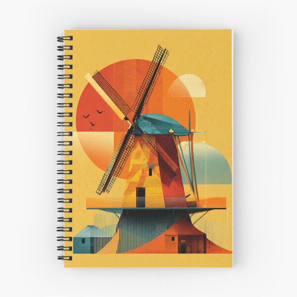 Item preview, Abstract Dutch Windmill Art Print – Modern Geometric Holland Landscape Retro MInimalist Art designed and sold by Tommy's Arts.