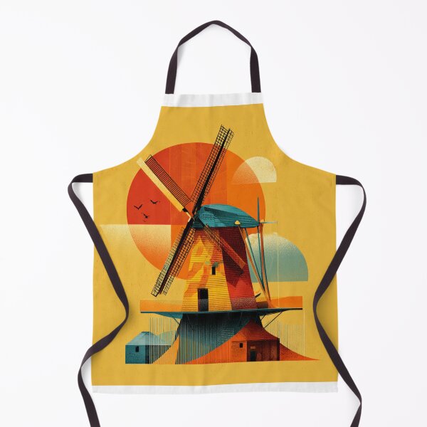 Item preview, Abstract Dutch Windmill Art Print – Modern Geometric Holland Landscape Retro MInimalist Art designed and sold by Tommy's Arts.