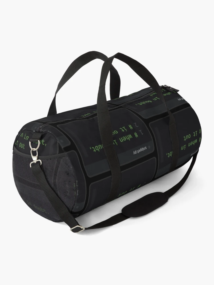 Thumbnail 2 of 3, Duffle Bag, Python Code Humor designed and sold by elgatonocturno.