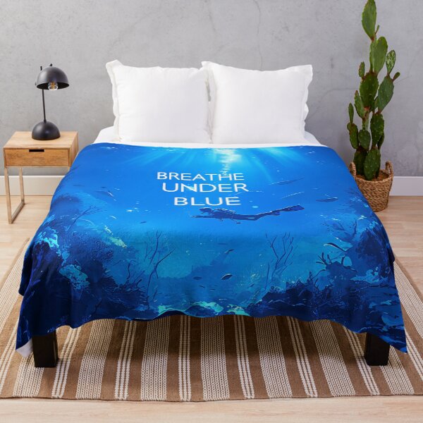 Item preview, BREATHE Under Blue – Realistic Scuba Diver Ocean Scene Tee designed and sold by Windy-market.