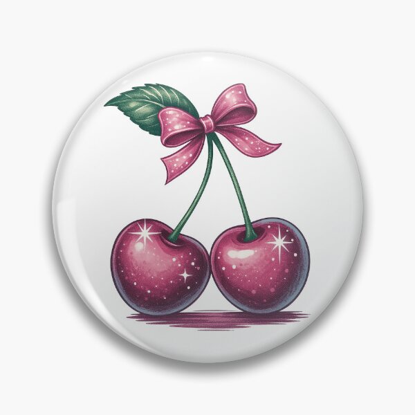 Artikelvorschau, Funkelnde rosa Kirschen mit Schleife und Blatt entworfen und verkauft von ArtfulWeave.