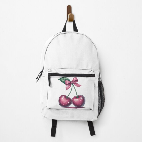 Artikelvorschau, Funkelnde rosa Kirschen mit Schleife und Blatt entworfen und verkauft von ArtfulWeave.