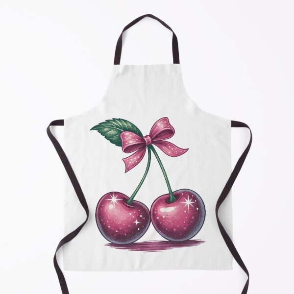 Artikelvorschau, Funkelnde rosa Kirschen mit Schleife und Blatt entworfen und verkauft von ArtfulWeave.