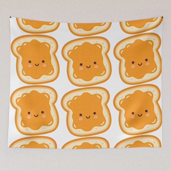 Item preview, Kawaii Peanut Butter Toast with Happy Face designed and sold by ArtfulWeave.