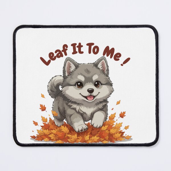 Item preview, Leaf It To Me Keeshond Dog Running in Fall Leaves Cute Autumn designed and sold by The Real Life Symphony.