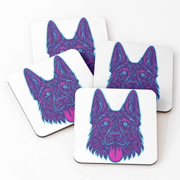 Item preview, Neon German Shepherd Dog Head Illustration designed and sold by ArtfulWeave.
