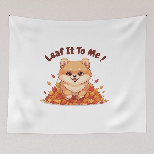 Item preview, Leaf It To Me Pomeranian Dog Running in Fall Leaves Cute Autumn designed and sold by The Real Life Symphony.