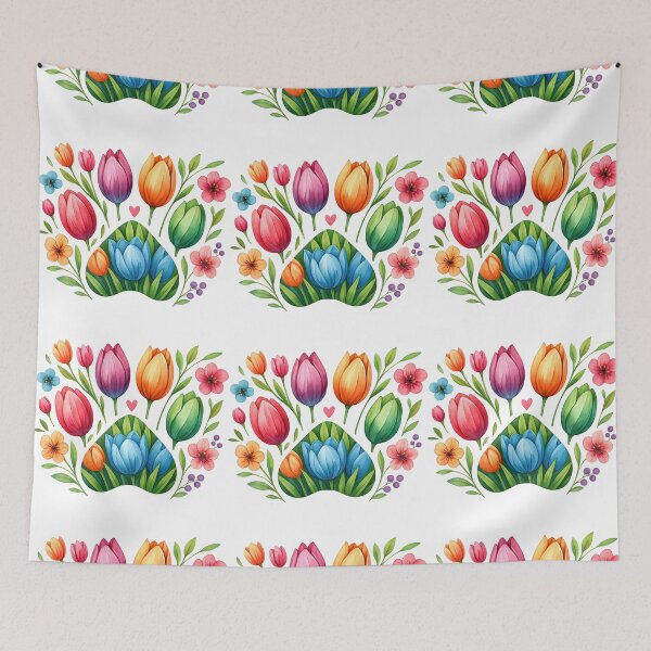 Item preview, Floral Tulip Paw Print with Colorful Garden Flowers designed and sold by ArtfulWeave.