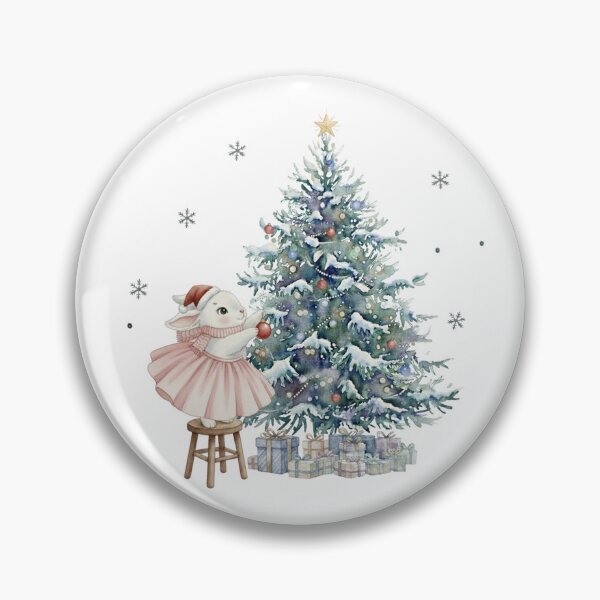Item preview, Charming Christmas Bunny Decorates Snowy Tree - Festive Digital Art designed and sold by MaliEva.
