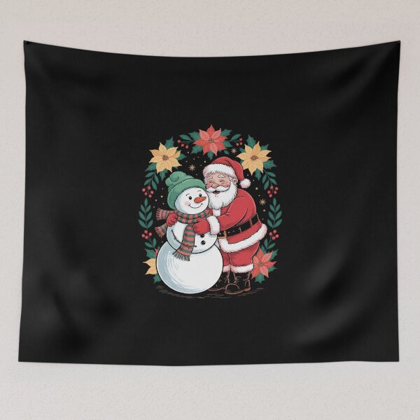 Item preview, Floral Christmas Santa Hugging Snowman Xmas Holiday designed and sold by DeadlockCrew.