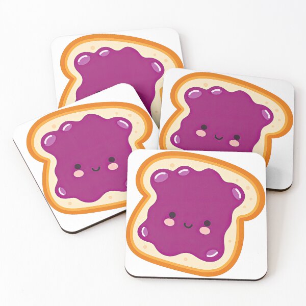 Item preview, Kawaii Jelly Toast Character in Purple with Happy Face designed and sold by ArtfulWeave.