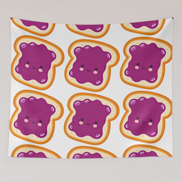 Item preview, Kawaii Jelly Toast Character in Purple with Happy Face designed and sold by ArtfulWeave.
