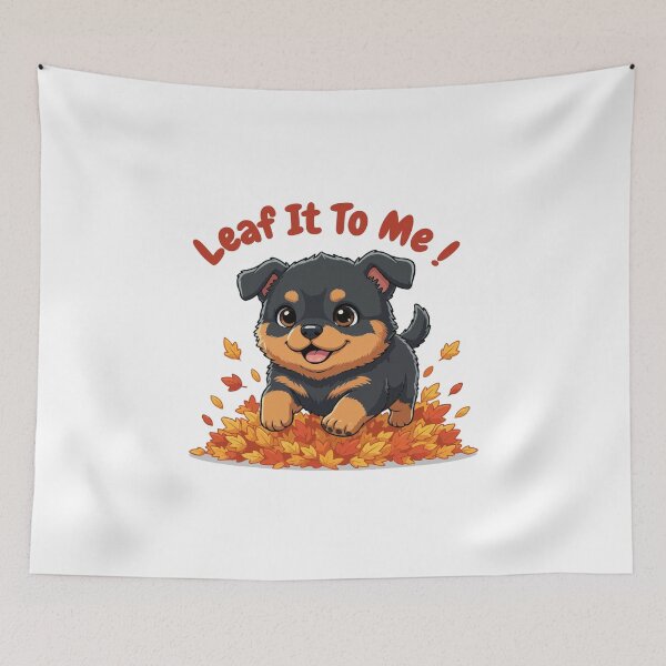 Item preview, Leaf It To Me Rottweiler Dog Running in Fall Leaves Cute Autumn designed and sold by The Real Life Symphony.