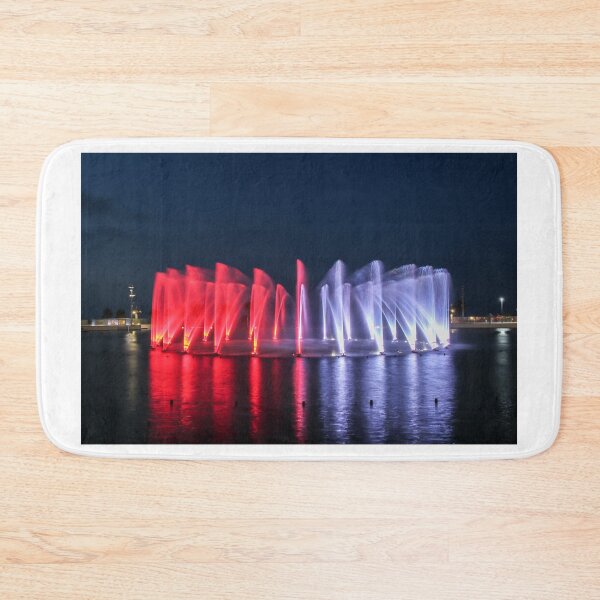 Item preview, Nighttime Multicolor Fountain Show With Red and Blue Water Jets Reflections designed and sold by Nmallia.