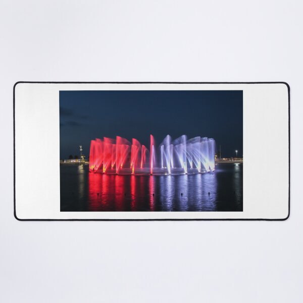 Item preview, Nighttime Multicolor Fountain Show With Red and Blue Water Jets Reflections designed and sold by Nmallia.