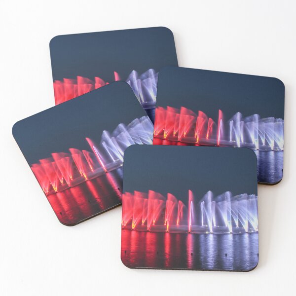 Item preview, Nighttime Multicolor Fountain Show With Red and Blue Water Jets Reflections designed and sold by Nmallia.