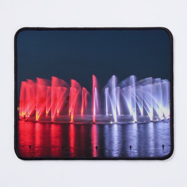 Item preview, Nighttime Multicolor Fountain Show With Red and Blue Water Jets Reflections designed and sold by Nmallia.