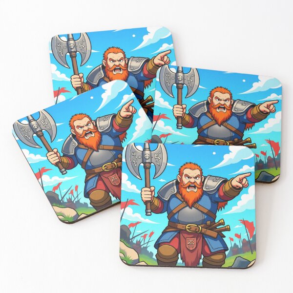 Item preview, Cartoon-style Dwarven Warrior On Battlefield designed and sold by Fanta-sticky.