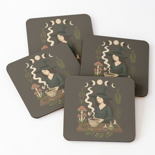 Item preview, Green Witch Brewing Potions – Herbal Magic Art designed and sold by Ombrya.